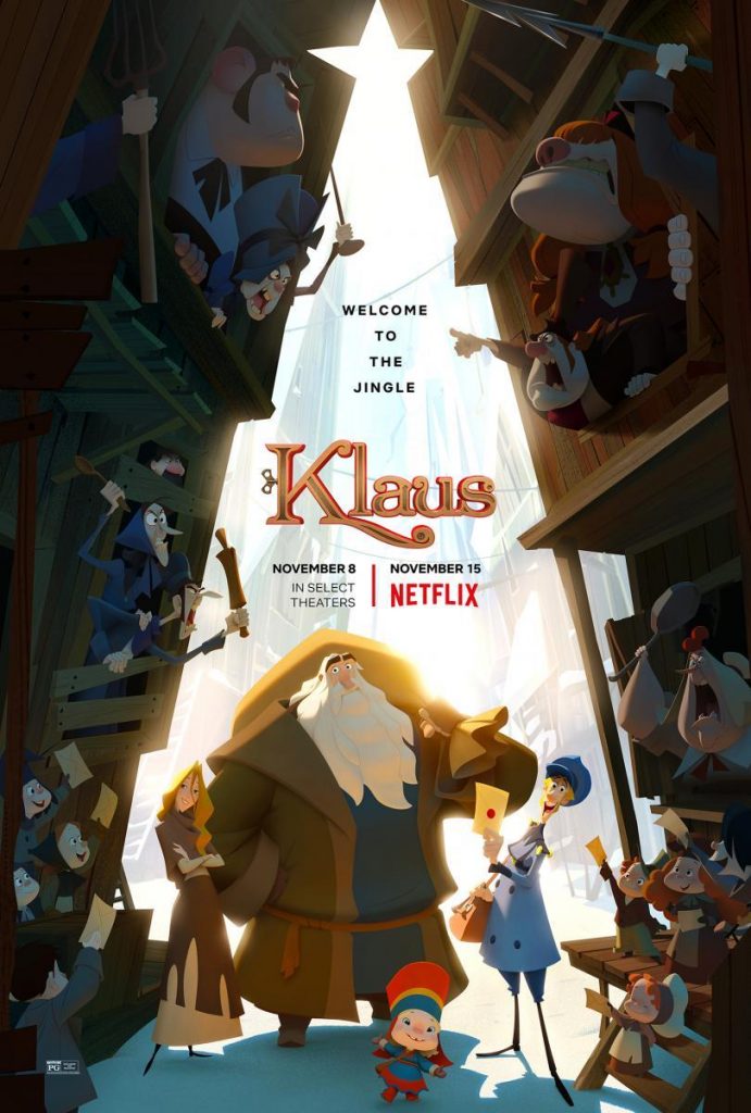 Cartel de la película de Klaus donde se ve a los protagonistas